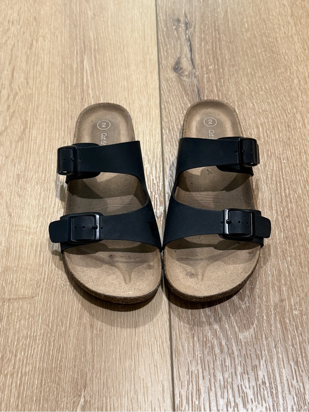 Cat & Jack Black Double-Buckle Slide Sandals